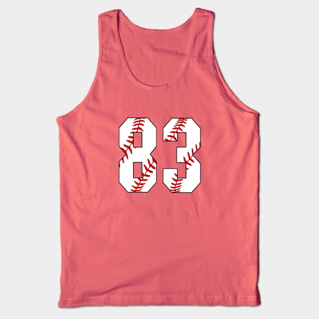 Baseball Number 83 #83 Baseball Shirt Jersey Favorite Player Biggest Fan Tank Top by TeeCreations